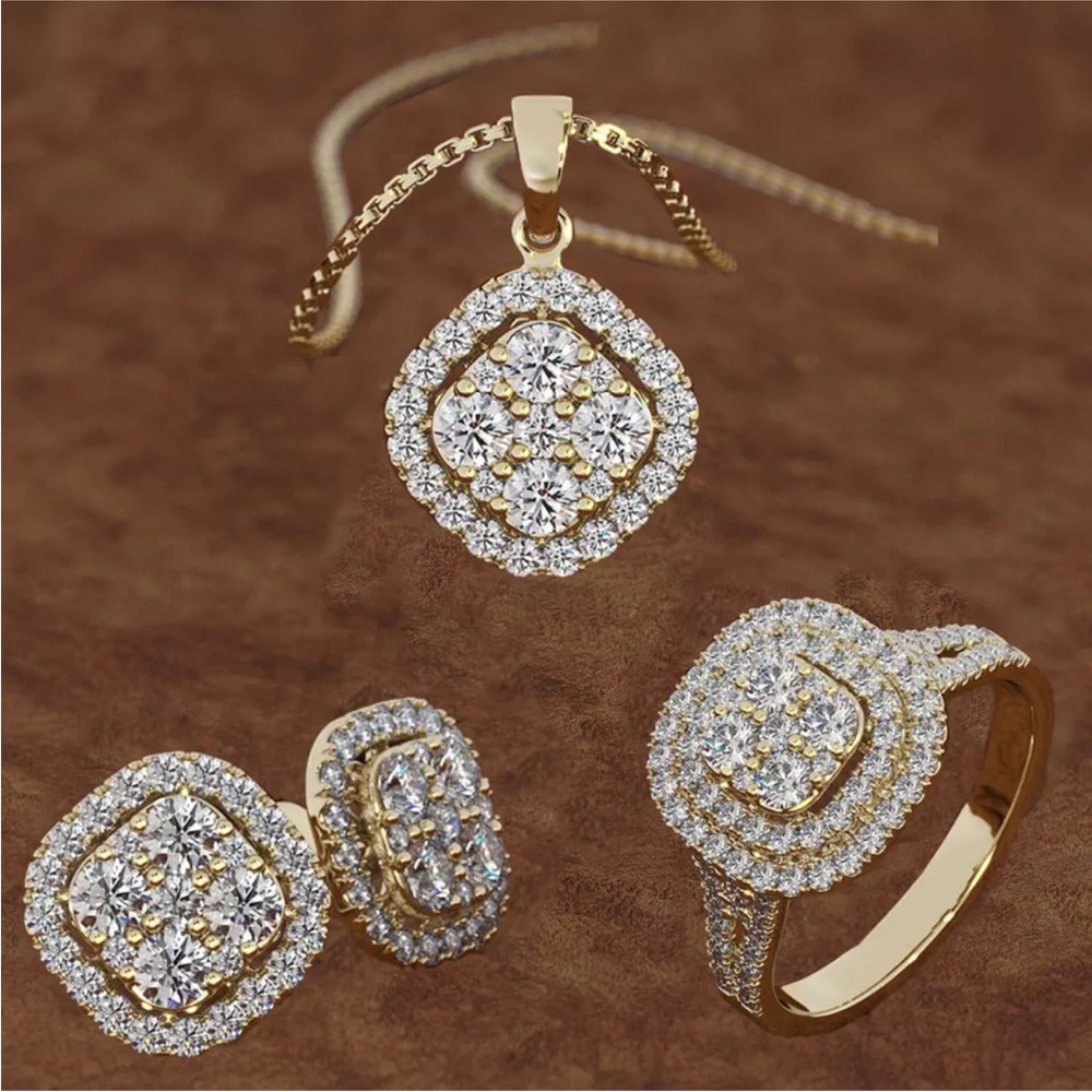 5cs Necklace Earring Set Three Piece Pendant Clavicle Chain Jewelry Set